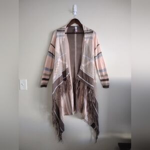 🌿 No Boundaries Fringed Multicolor Cardigan Sweater Size Medium